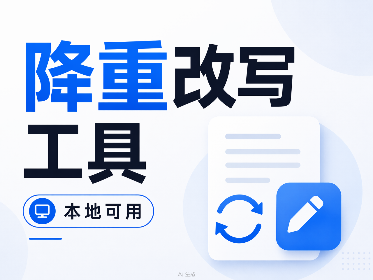 降重改写：一键降低论文重复率，本地模型、断网可用、免费无限次